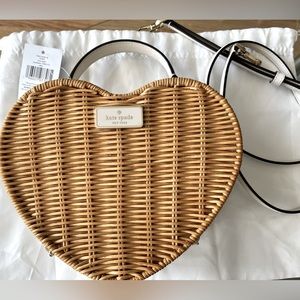 New w/ tags Kate Spade Love Shack Heart Wicker Crossbody Bag